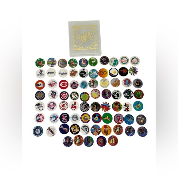Vintage Lot 75 POG POGS 90s Looney Tunes Walt  Disney MLB Power Rangers Used - Picture 1 of 11
